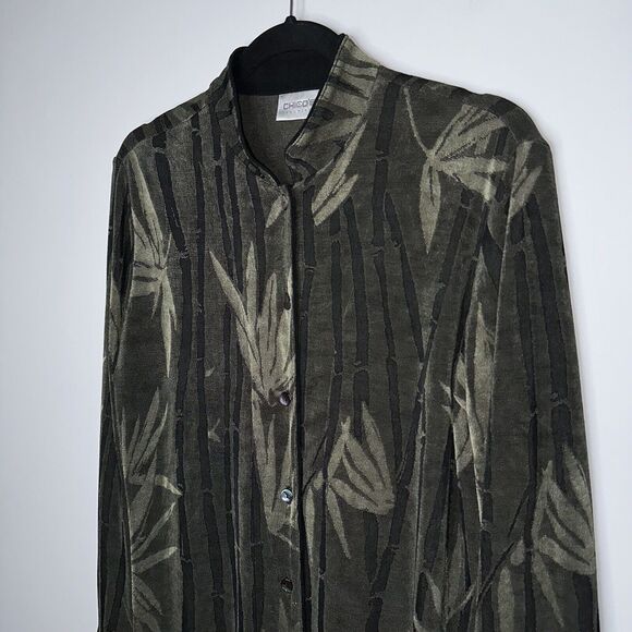 Chico’s Travelers Women’s Bamboo Print Button Front Cardigan 90’s Size 1 - Picture 2 of 4